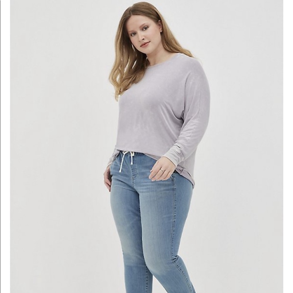 Torrid Raindrop Dye Light Purple Dolman Sleeve Tee